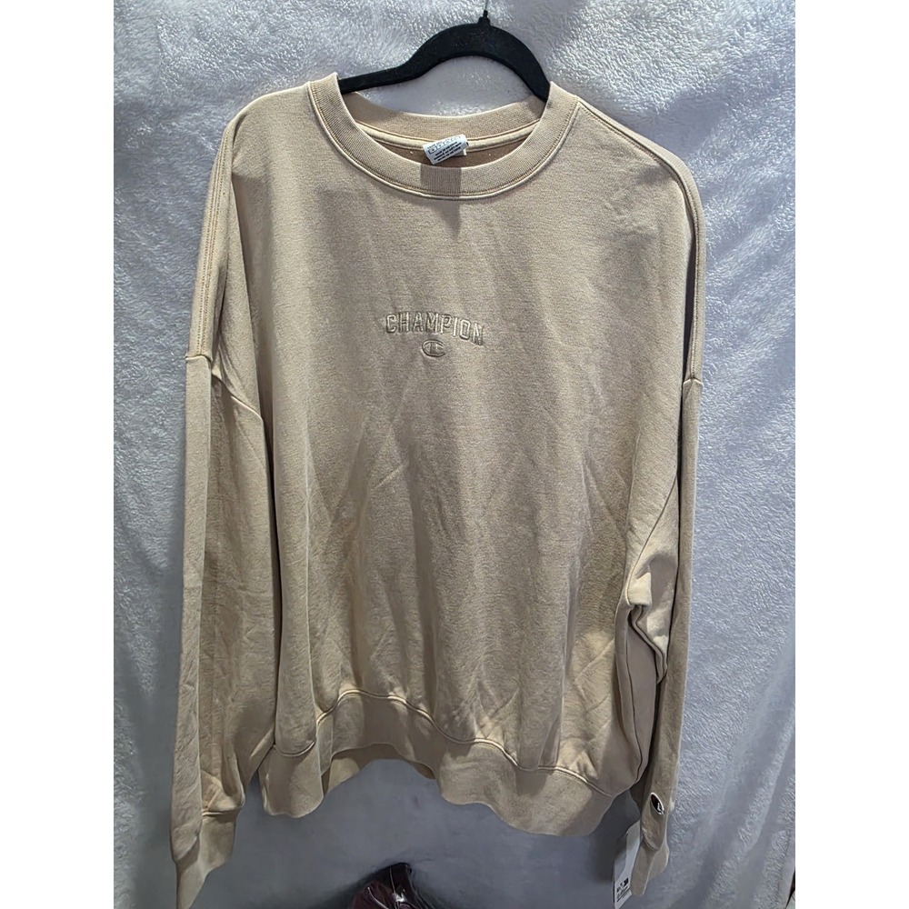 New Champion Vintage Wash Crewneck Ground Green Relaxed Loose Fit Classic Logo L